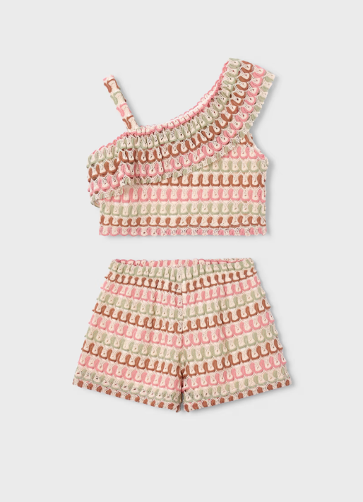 Mayoral Knitted Shorts & Top Set Style 3225 - Mandarin